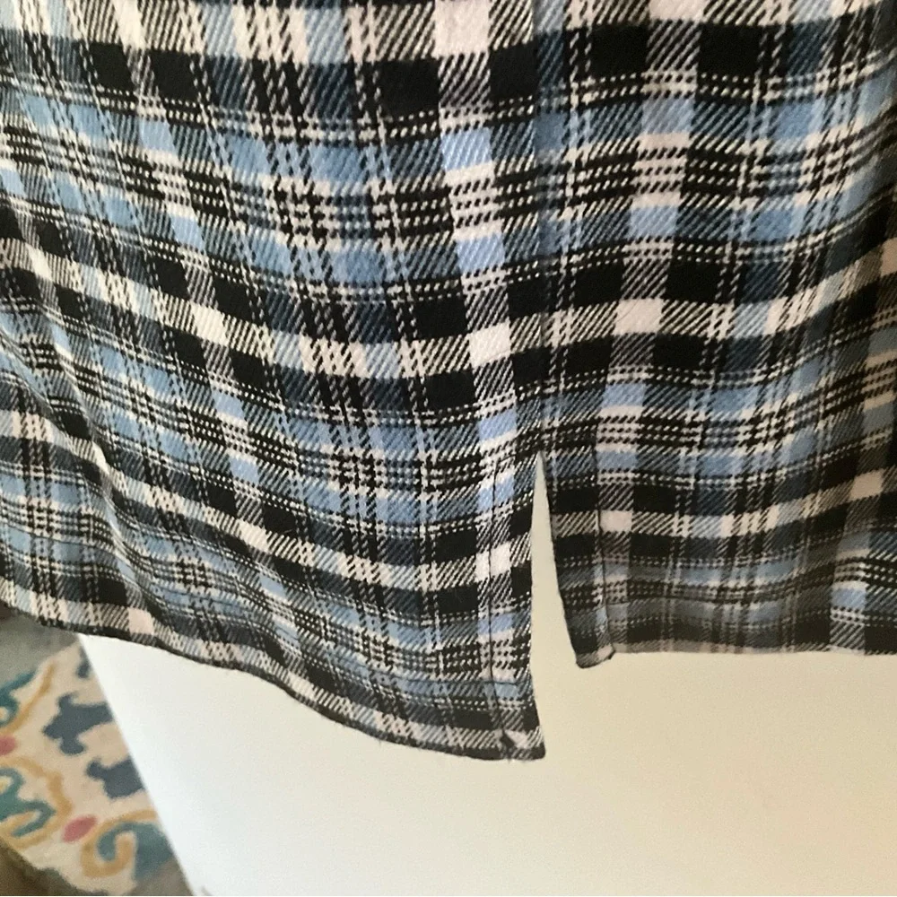 Love on a Hanger Plaid A-Line Mini Skirt in Black, Gray & Light Blue - Picture 4 of 9